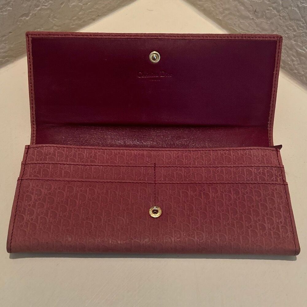 Christian Dior Long Wallet Mauve Pink All Over Logo Print Card Holder Luxury - Picture 5 of 10